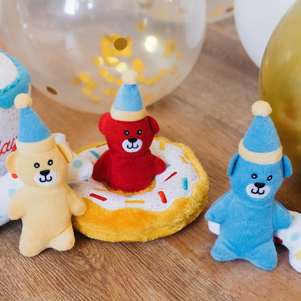 Fringe Studio birthday bears mini dog toy set