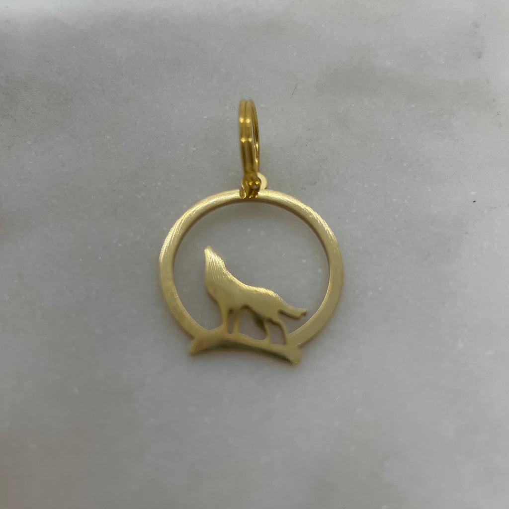 Dog Collar Charm - gold wolf