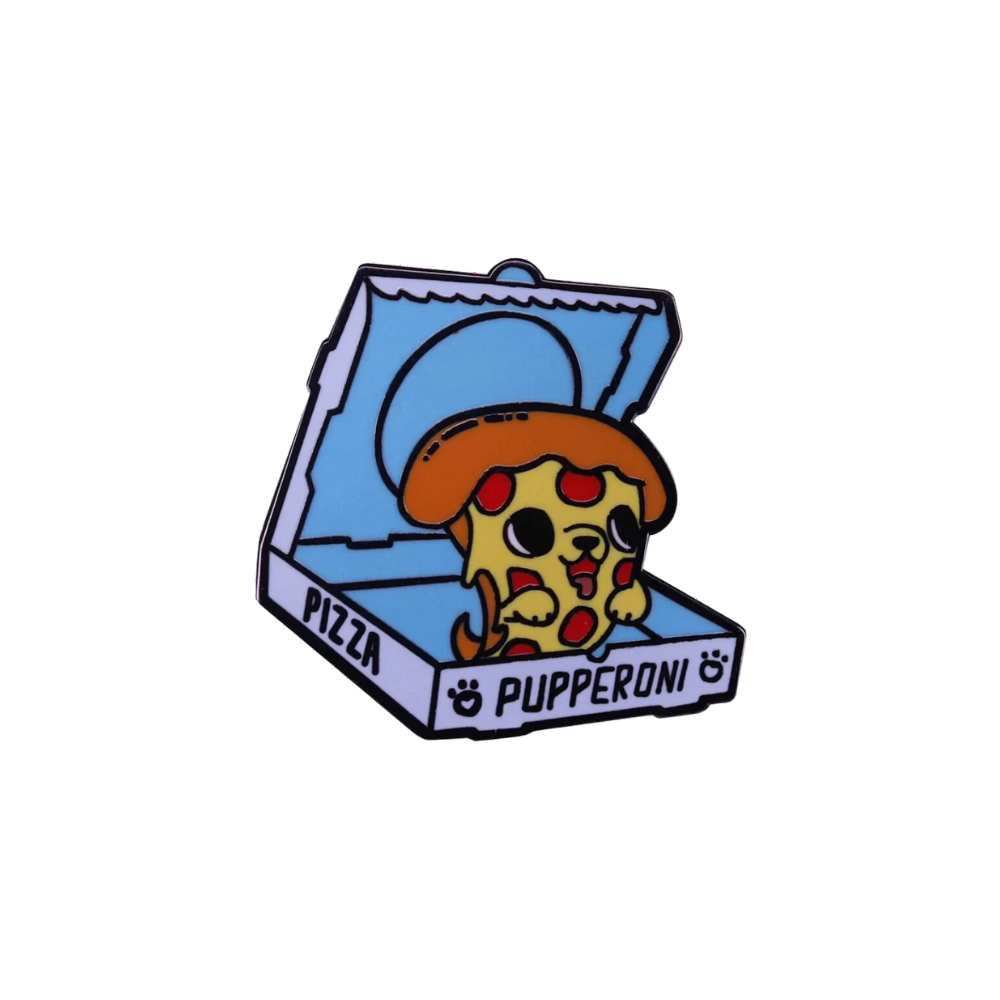 Pupperoni pizza dog enamel pin