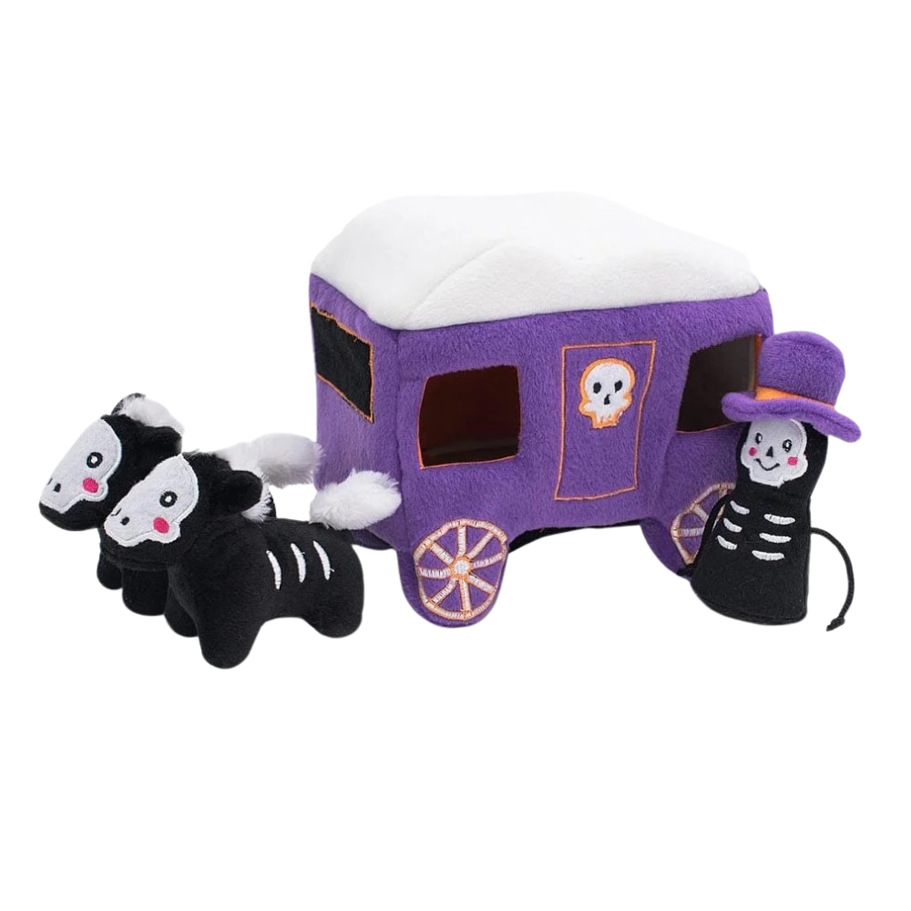 Zippy Paws Halloween burrow dog toy - haunted carriage