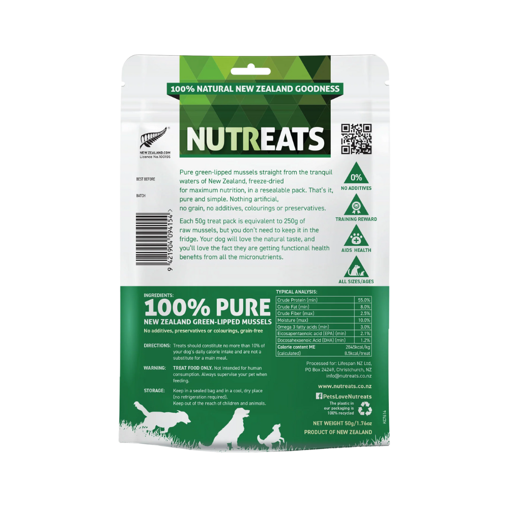 Nutreats New Zealand green-lipped mussel dog treats