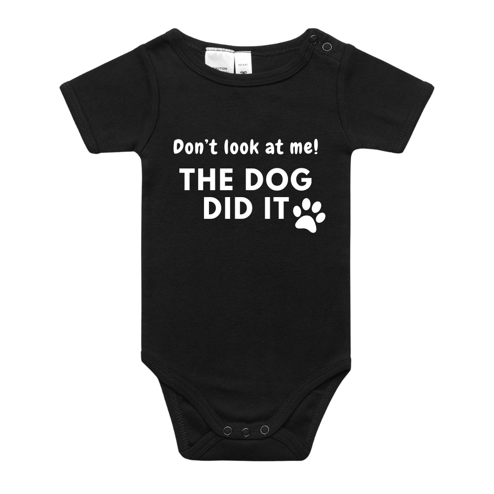 Don't look at me, the dog did it short sleeve baby onesie