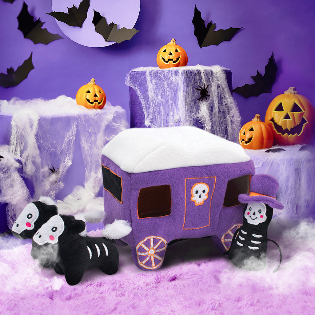 Zippy Paws Halloween burrow dog toy - haunted carriage