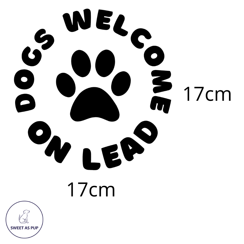 Dogs welcome on lead sticker