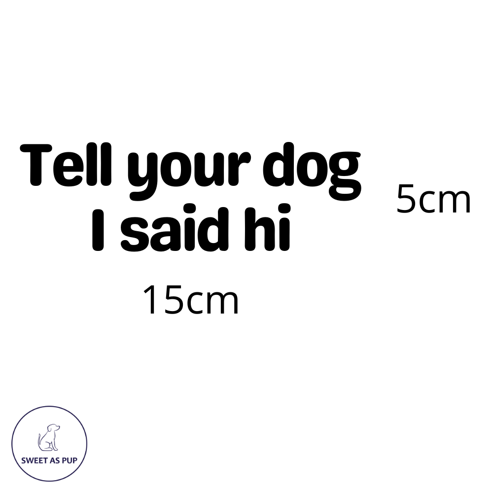 Car decal - Tell your dog I/we said hi