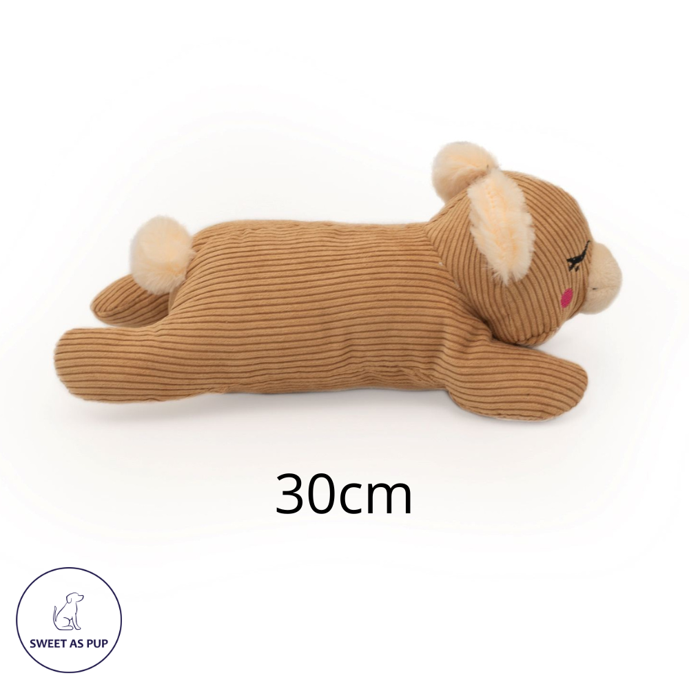 Zippy Paws Snooziez with Silent Shhhqueaker Plush Dog Toy - Bear