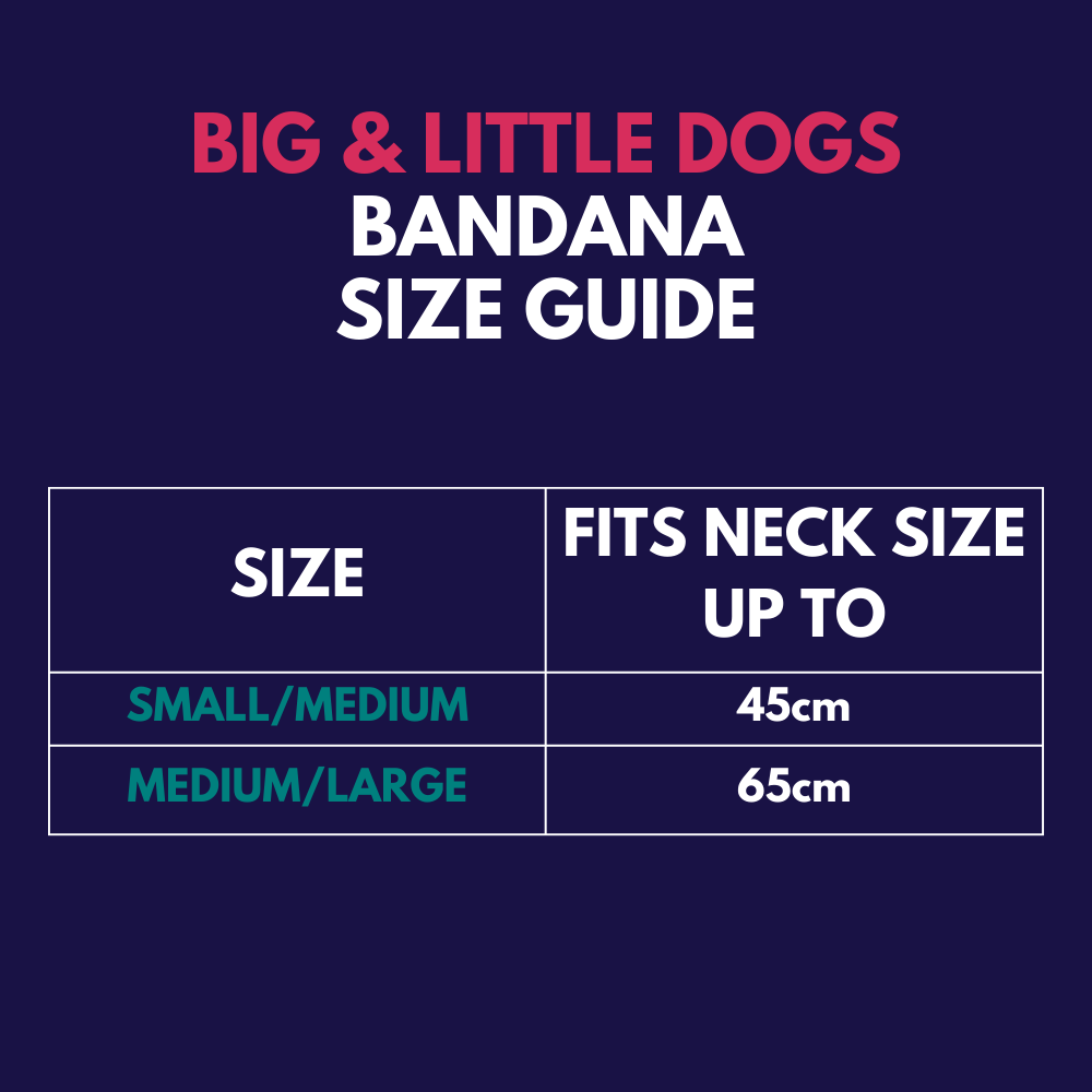 Wolves of Wellington dog bandana - Size guide