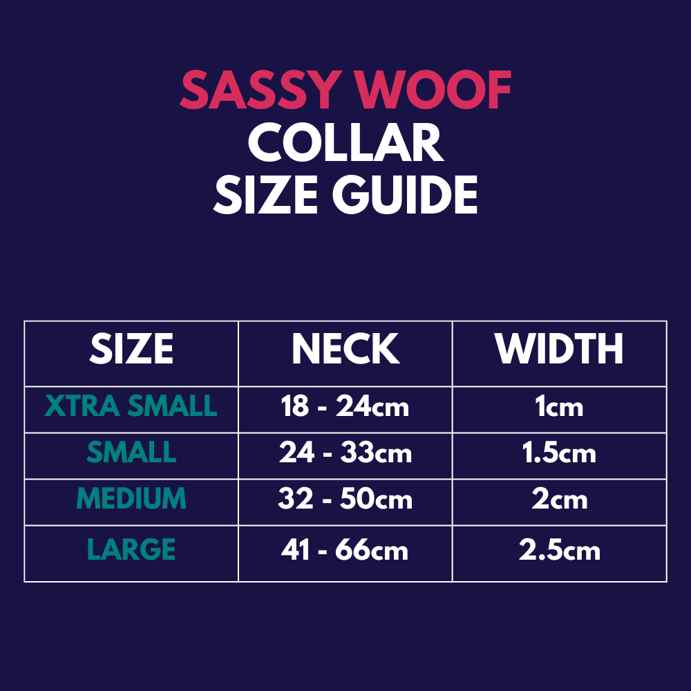 Sassy Woof dog collar - Size guide