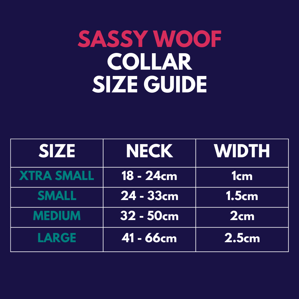 Sassy Woof dog collar - Sizing