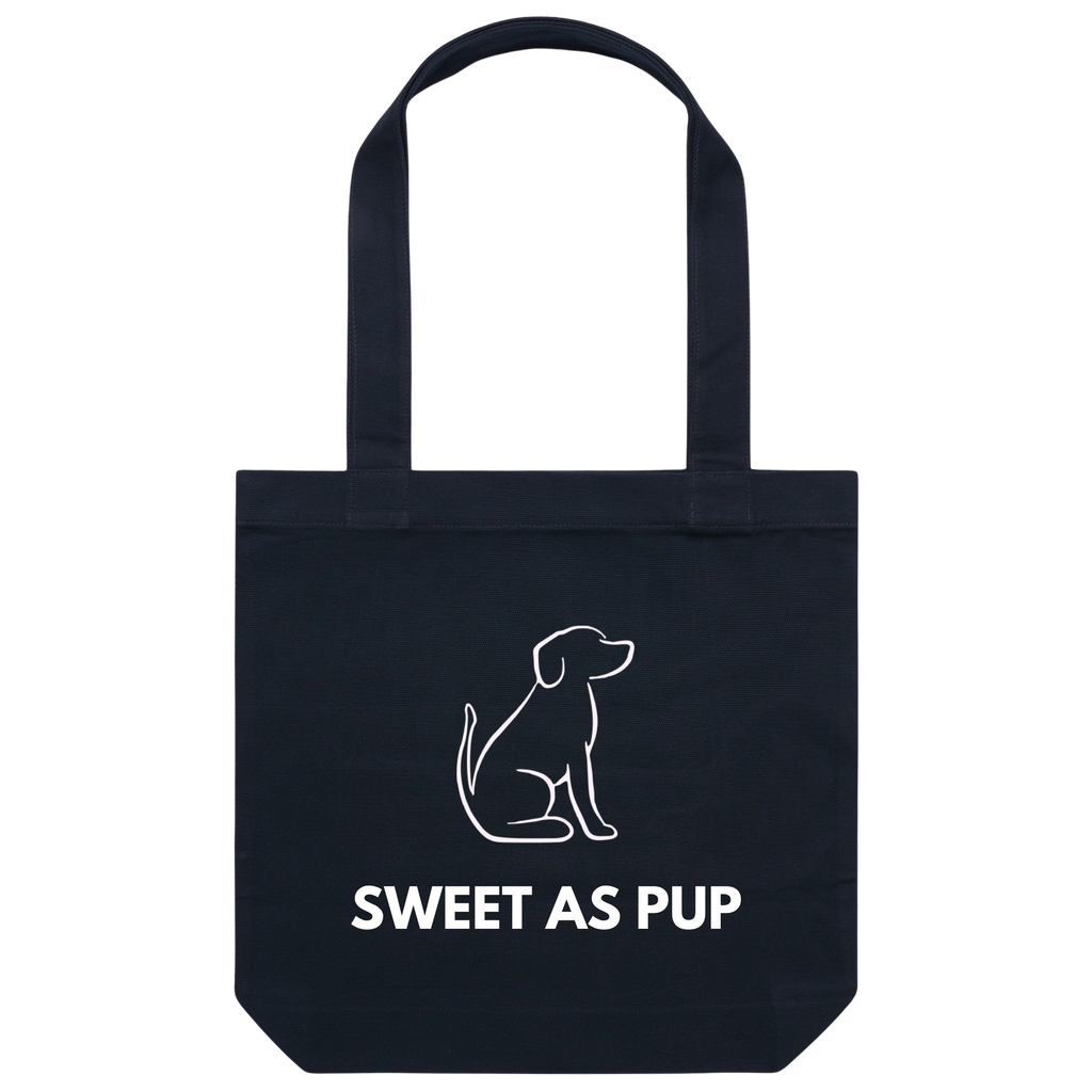 Sweet As Pup navy tote bag
