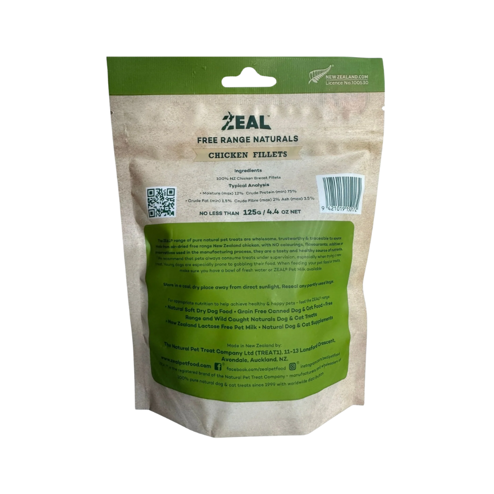 Zeal free-range chicken fillets dog treats