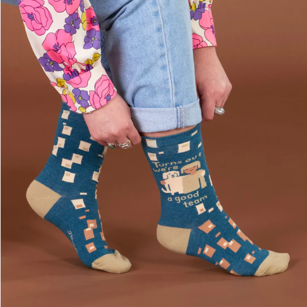 Blue Q turns out we're a good team women's crew socks