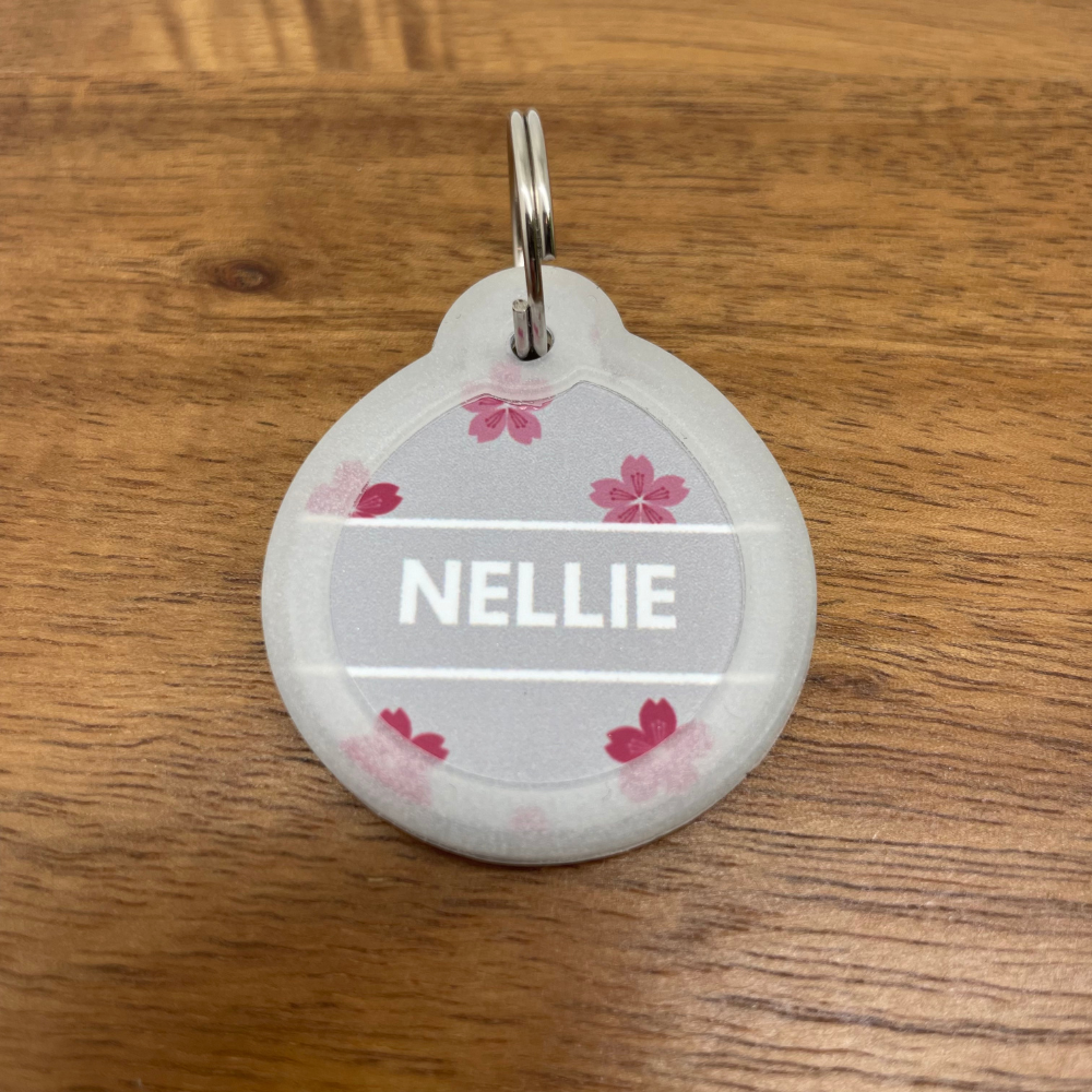 Cherry blossom dog tag