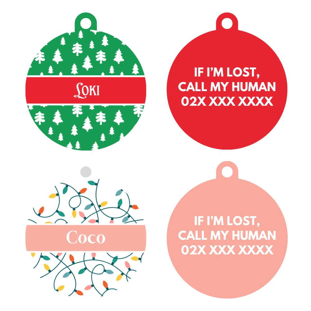 Dog ID tag | Christmas tree & Christmas lights