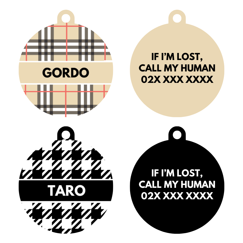 Dog ID tag - Furberry & houndstooth