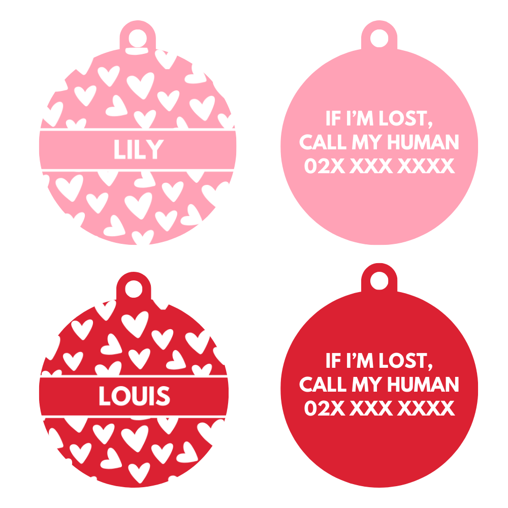 Dog ID tag - Love hearts