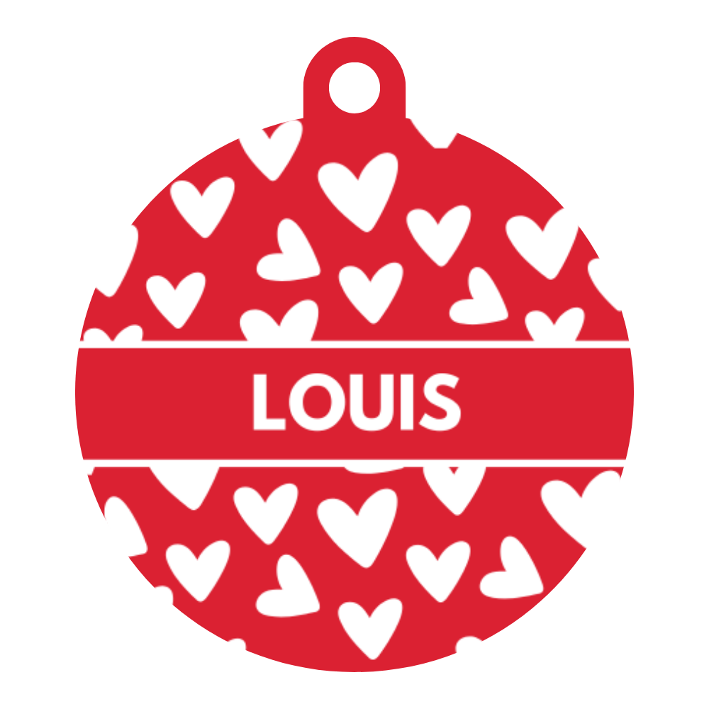 Dog ID tag - Red love hearts