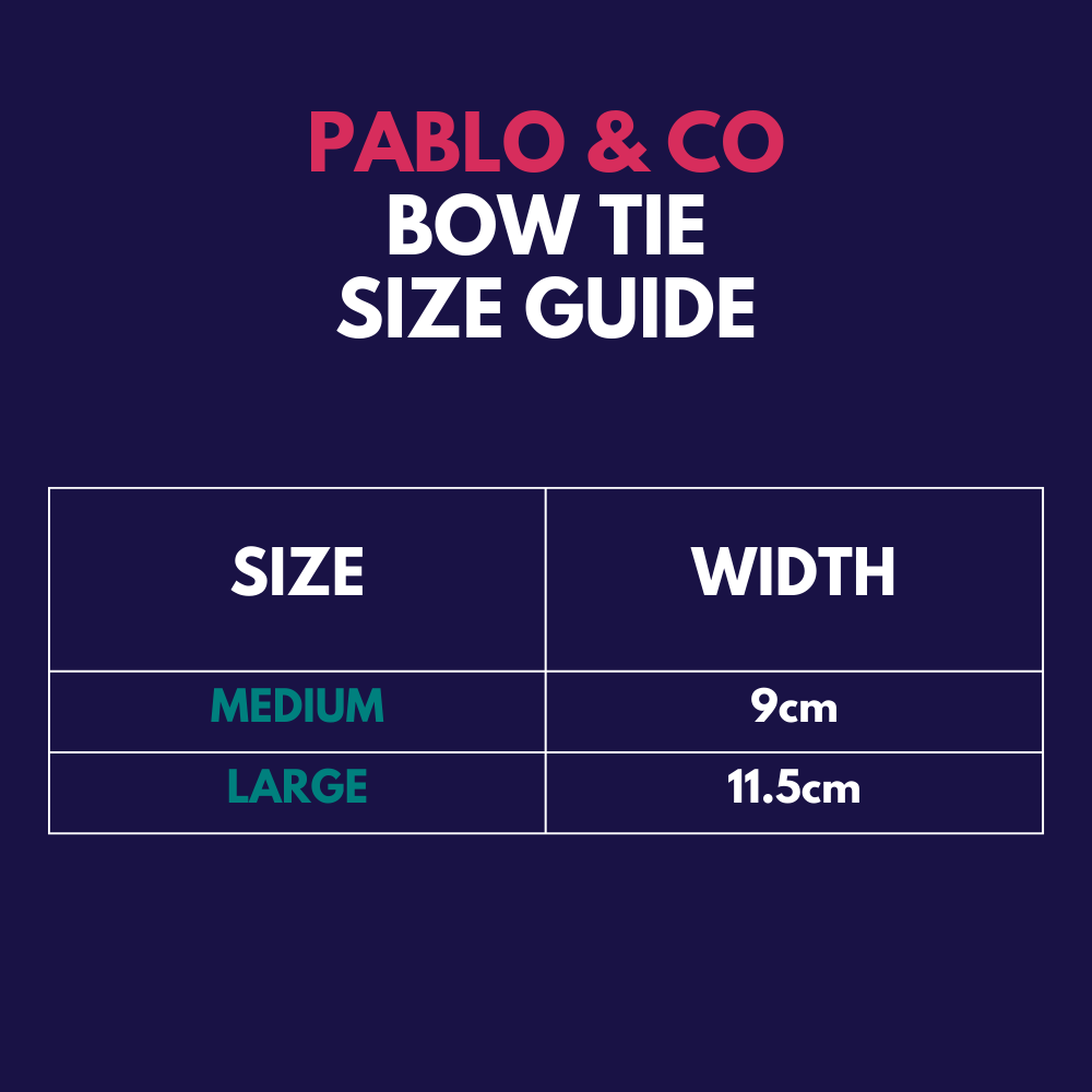 Pablo & Co bow tie - Size guide