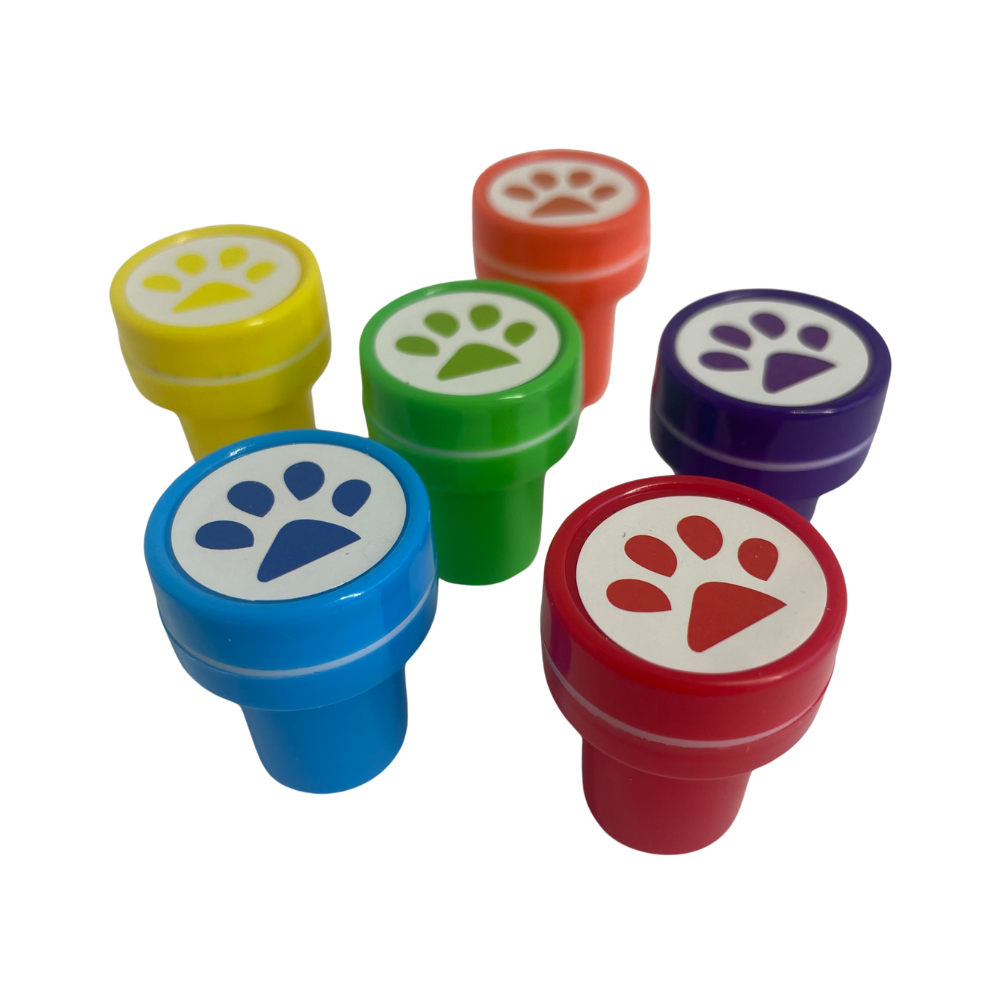 Paw print stamps - rainbow set of 6