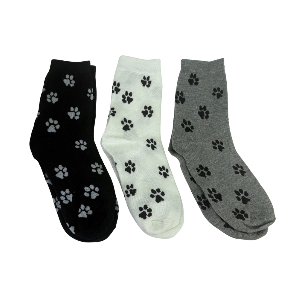 Paw print women's crew socks