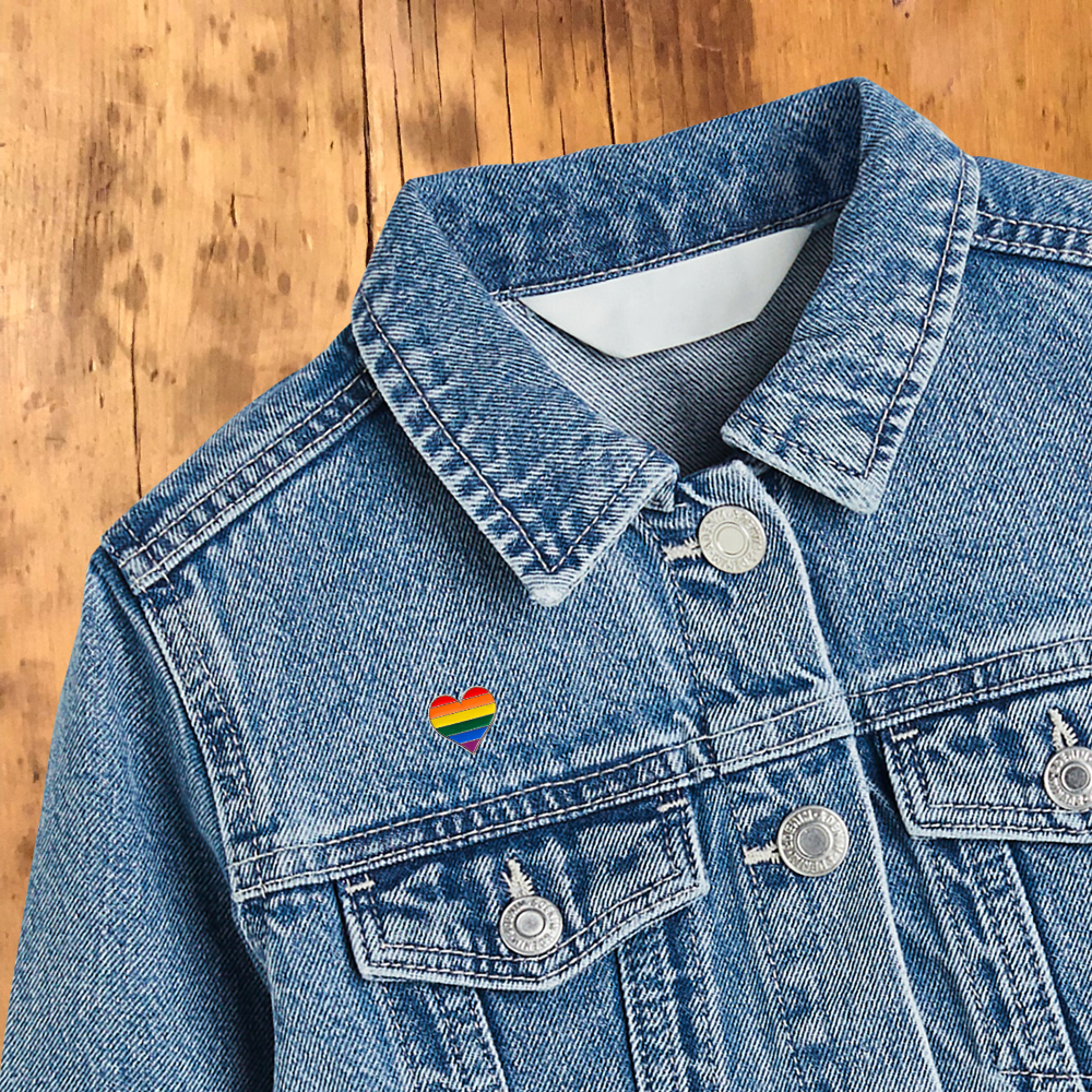 Rainbow heart enamel pin