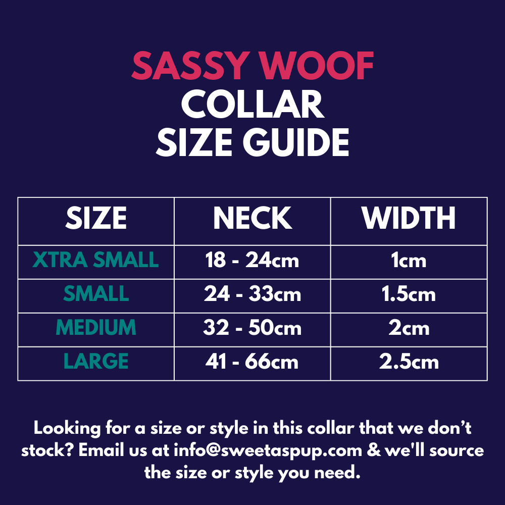 Sassy Woof dog collar - Size guide