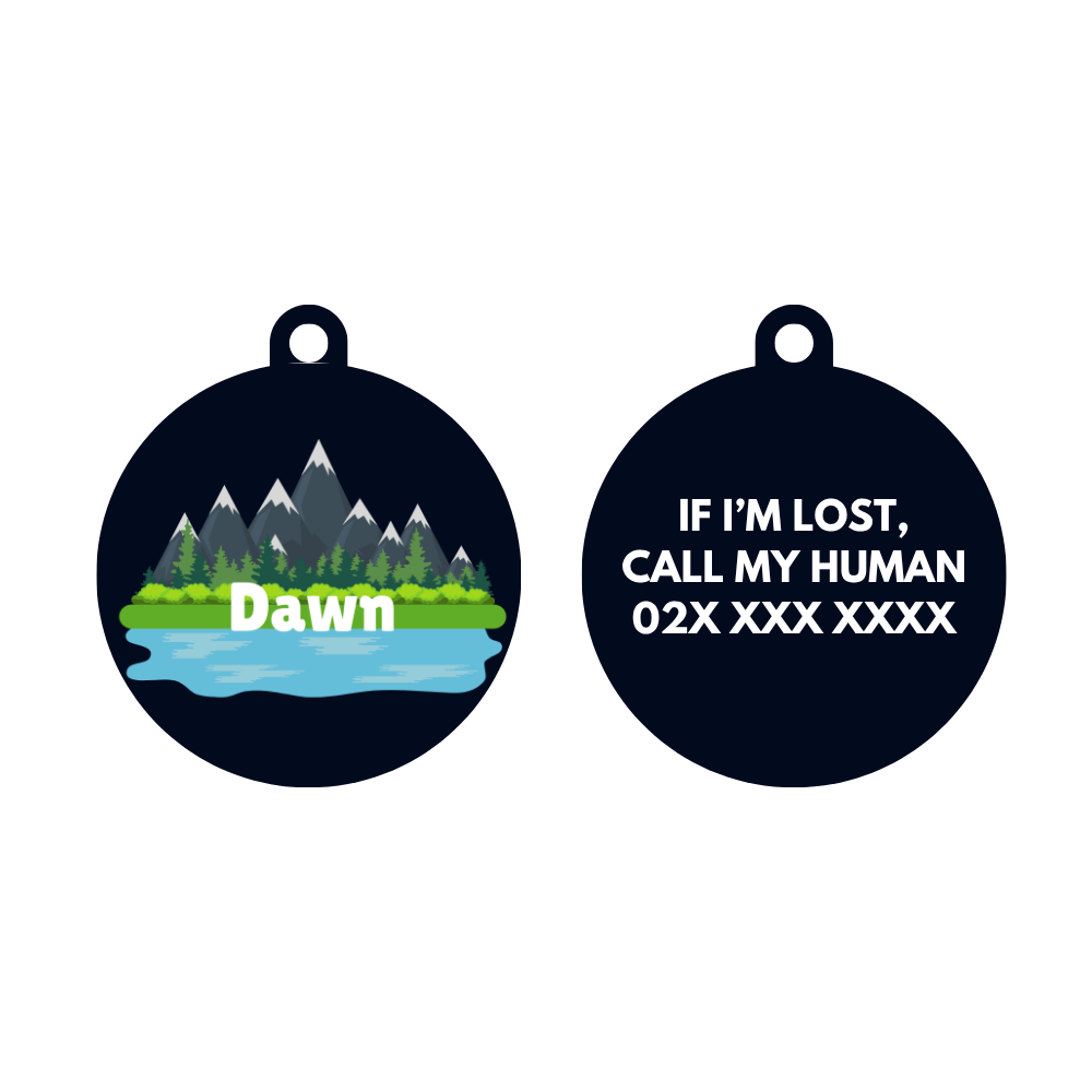Snow capped alps dog ID tags