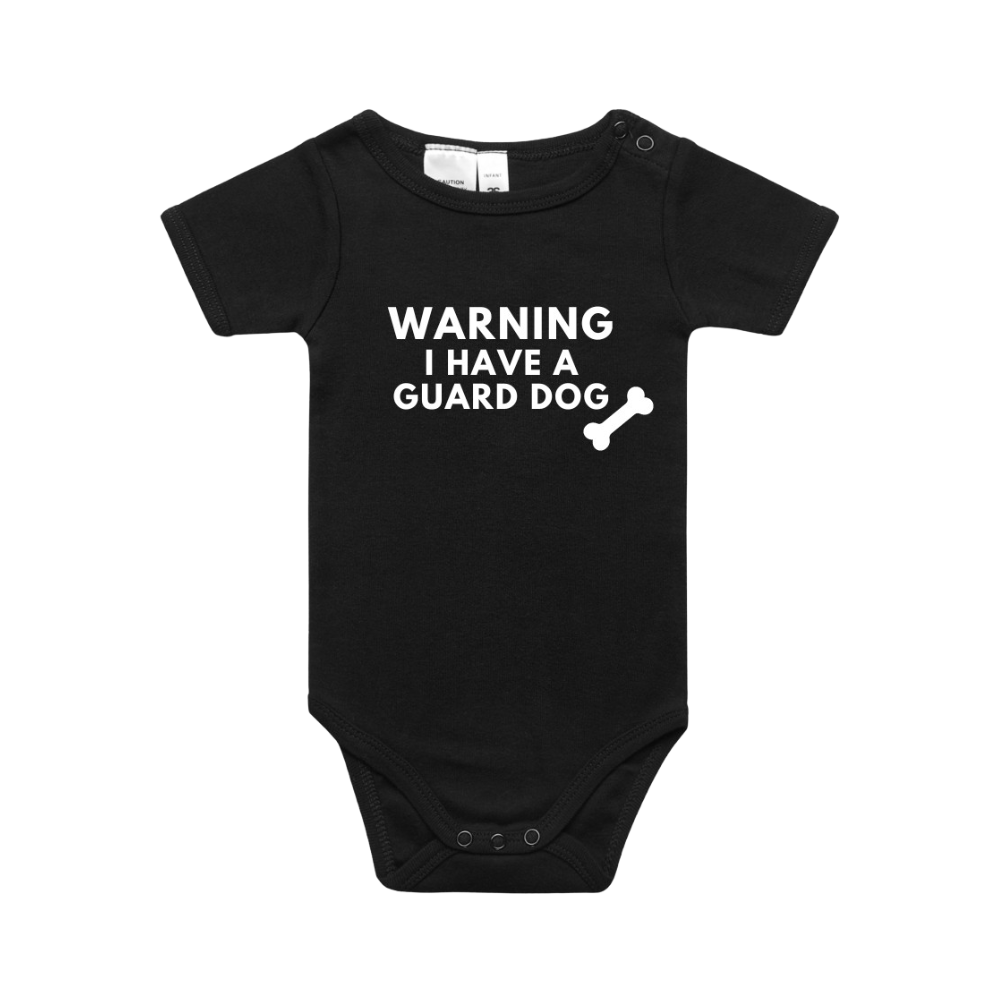 Warning I have a guard dog baby onesie