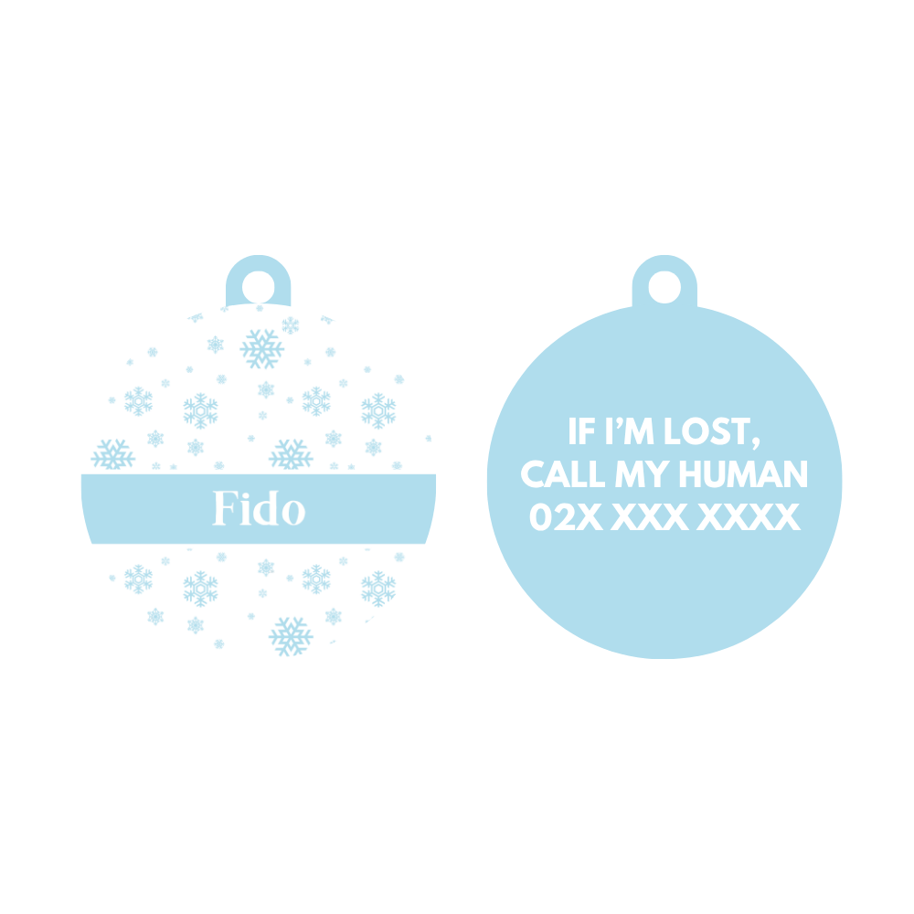 Winter snowflakes dog ID tag