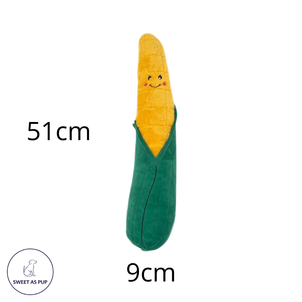 Zippy Paws Jigglerz corn dog toy - size