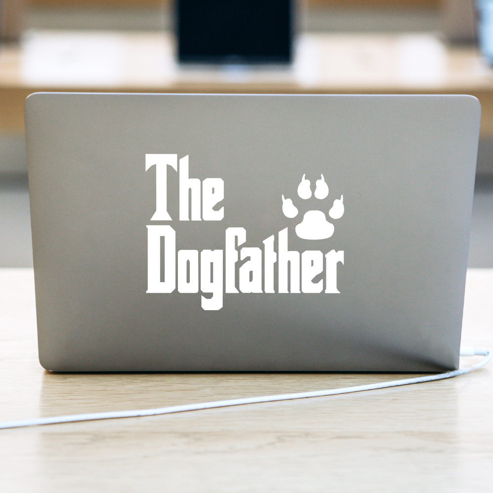 The dogfather laptop decal