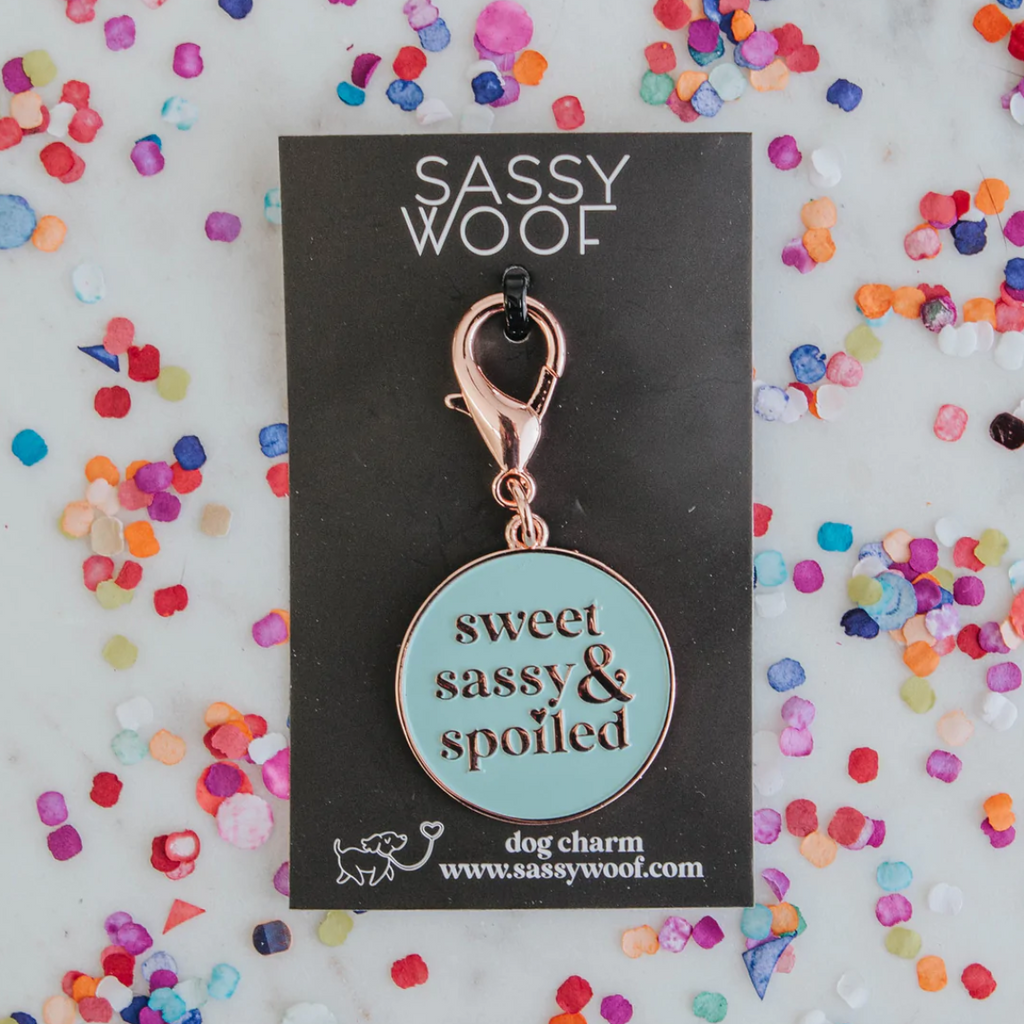 Sassy Woof dog collar tag - Sweet, Sassy and Spoiled 