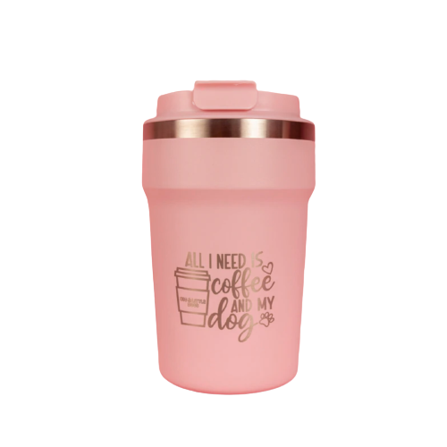 Big and Little Dogs on the go coffee cup - pink