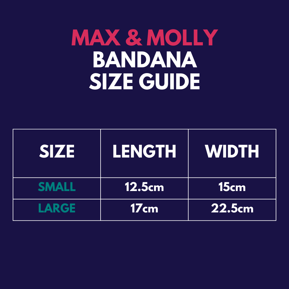 Max and Molly dog bandana - Size guide