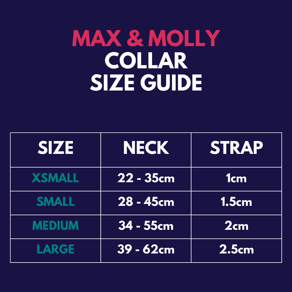 Max and Molly dog collar - Size guide