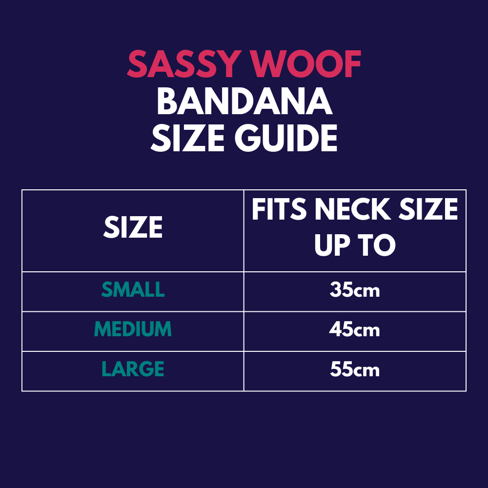 Sassy Woof dog bandana - size guide
