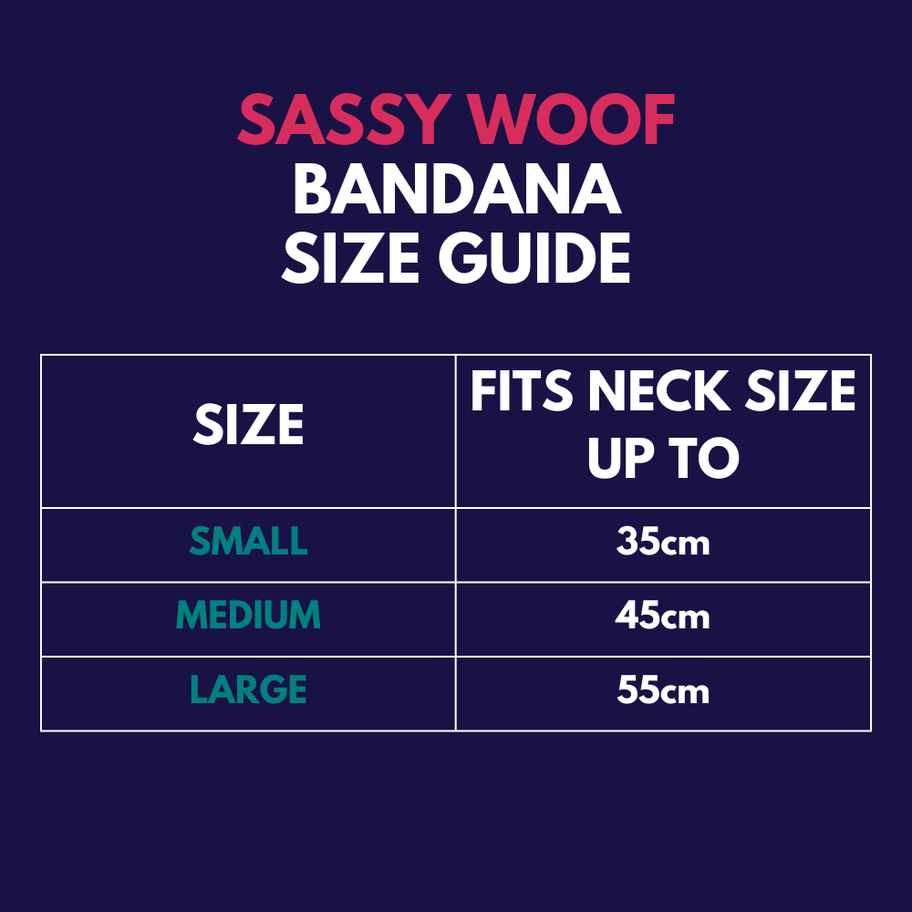 Sassy Woof dog bandana - Size guide